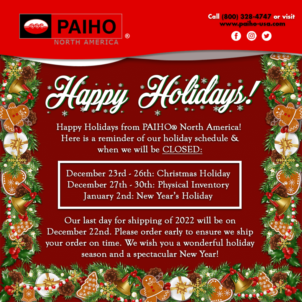 Happy Holidays 2022 PAIHO USA